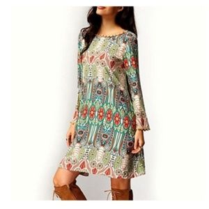 Womens Bohemian Ethnic Summer Dress Tunic MED NEW